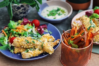 vegetables and breaded dishes