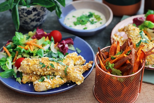 Vegetables and breaded dishes