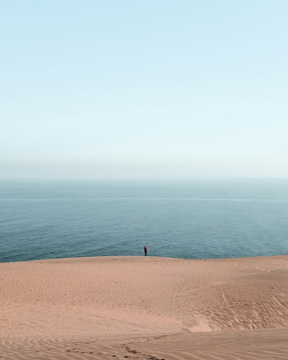 personne debout sur la plage sous le ciel blanc pendant la journée