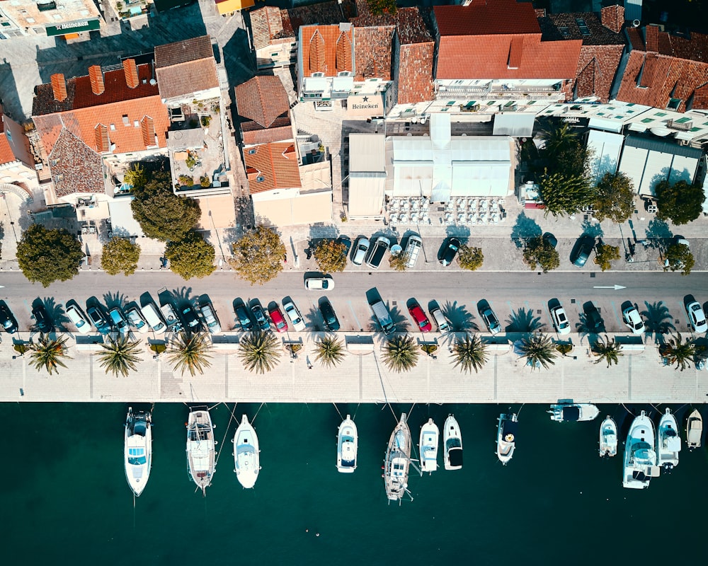 aerial photography of boats