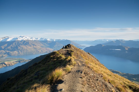 landscape photography of mountains near body of water in Roys Peak New Zealand