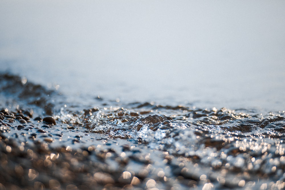 a close up of water with small bubbles