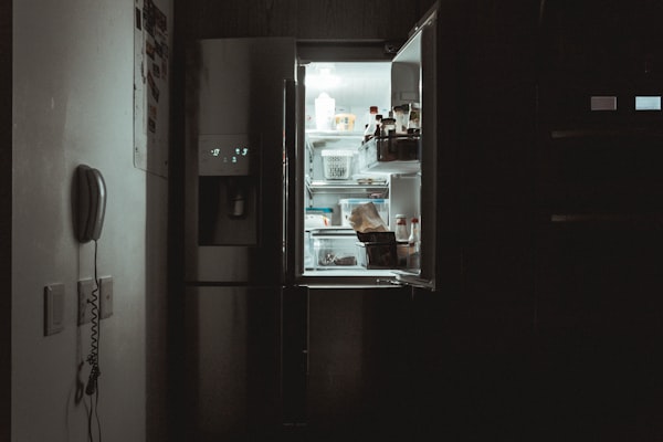 Open refridgerator at night