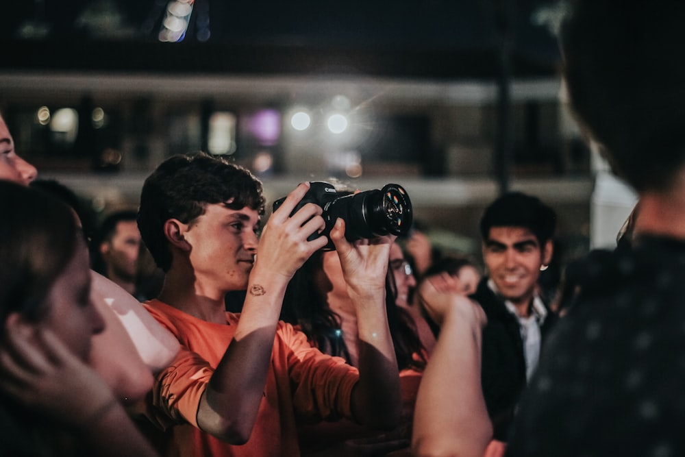 people near building during night