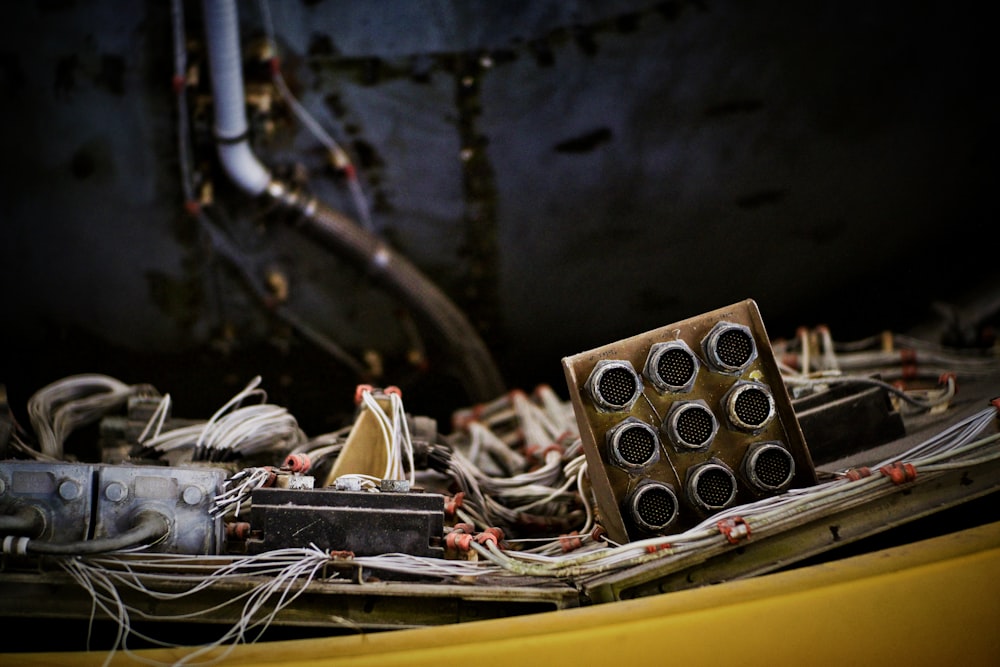 wiring piled on top of table close-up photography