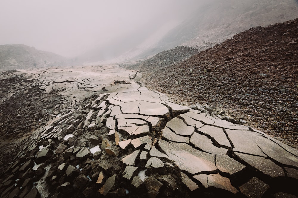 chemin de terre fissuré