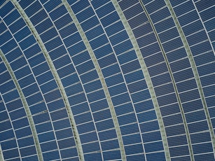 blue solar panel lot