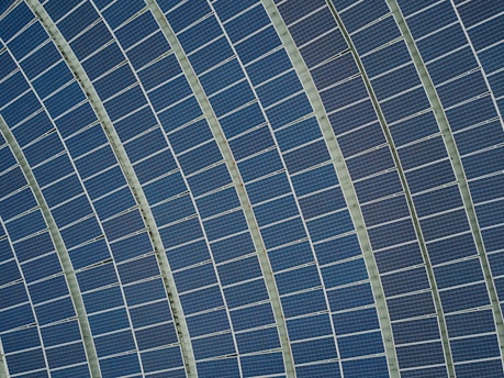 blue solar panel lot