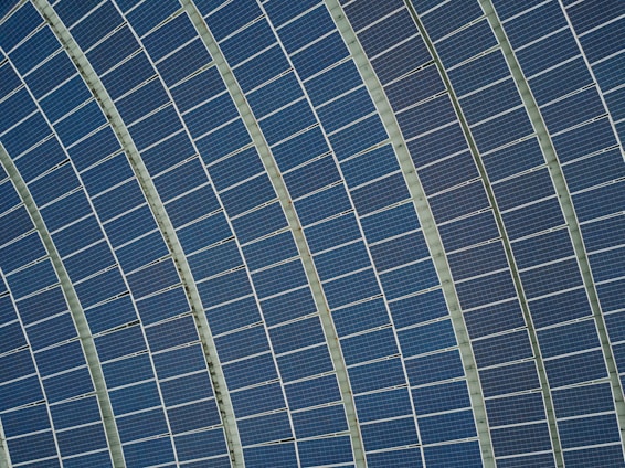 blue solar panel lot