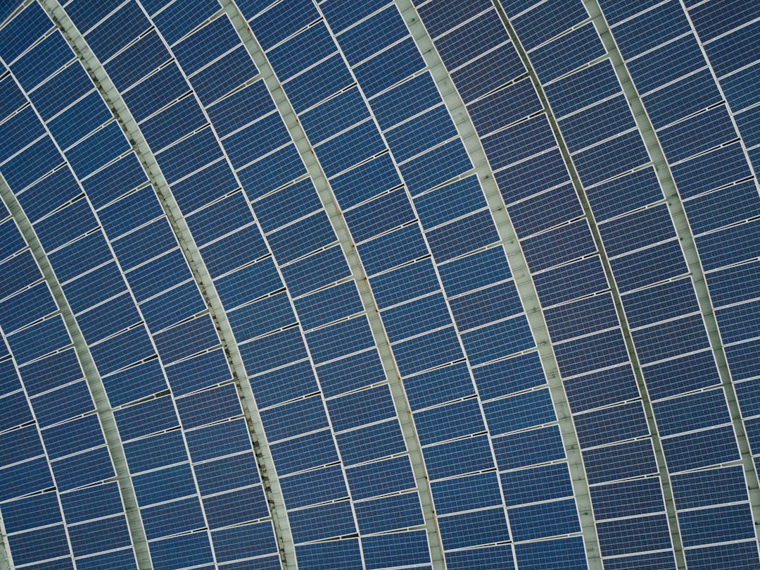 blue solar panel lot,