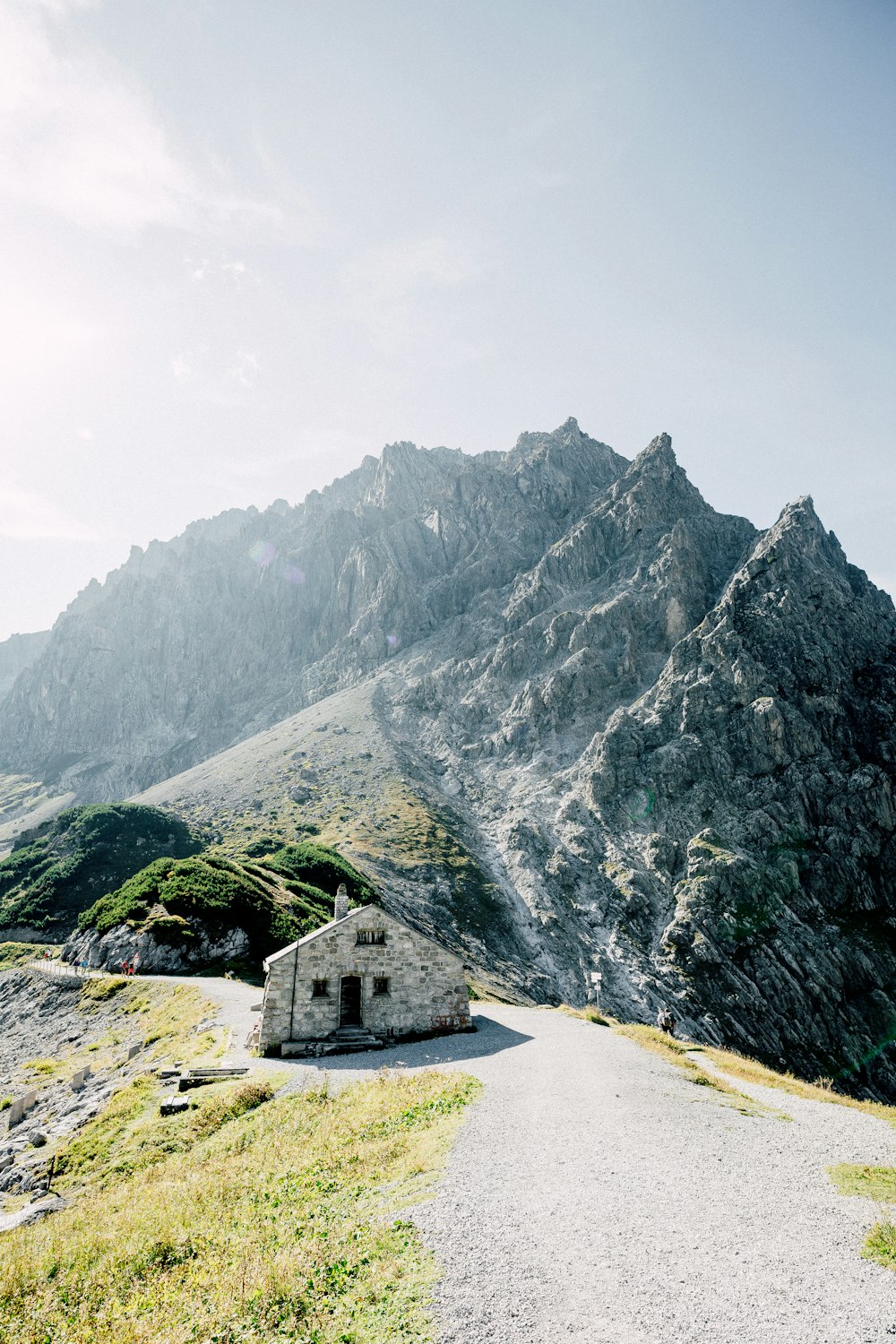 gray house near mountain