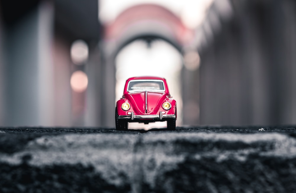 red Volkswagen Beetle die-cast model