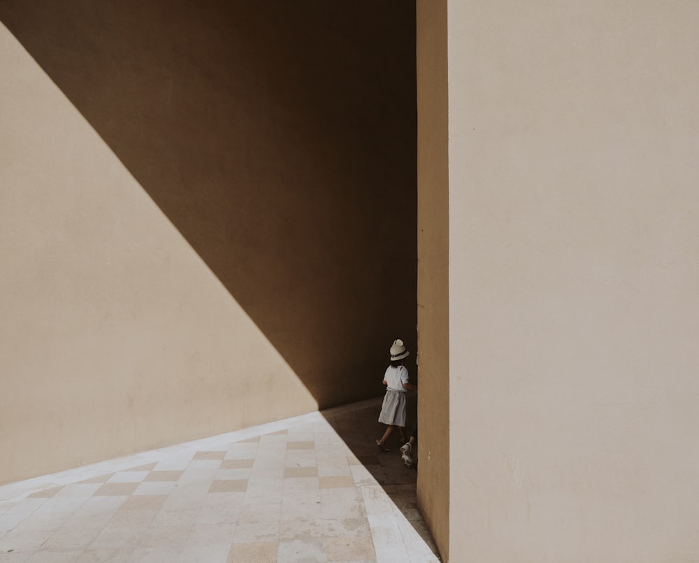 woman walking on hallway