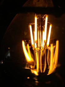 Close-up of a glowing incandescent lamp filament.