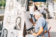 A close-up of a caricature in progress, highlighting the artist's skill.