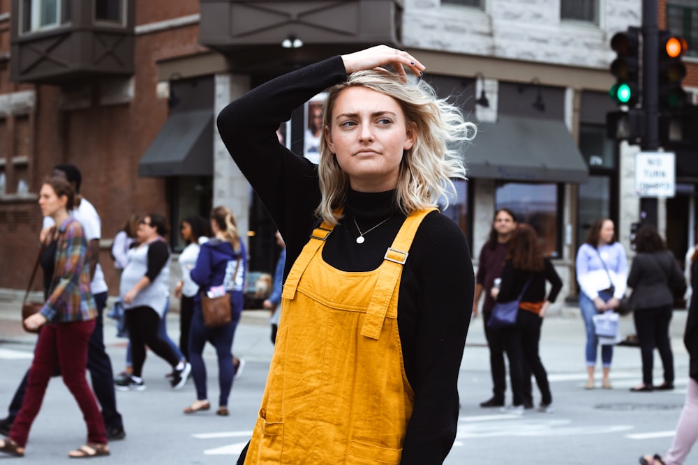 women's yellow overall