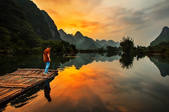 bamboo raft in Yulong River China