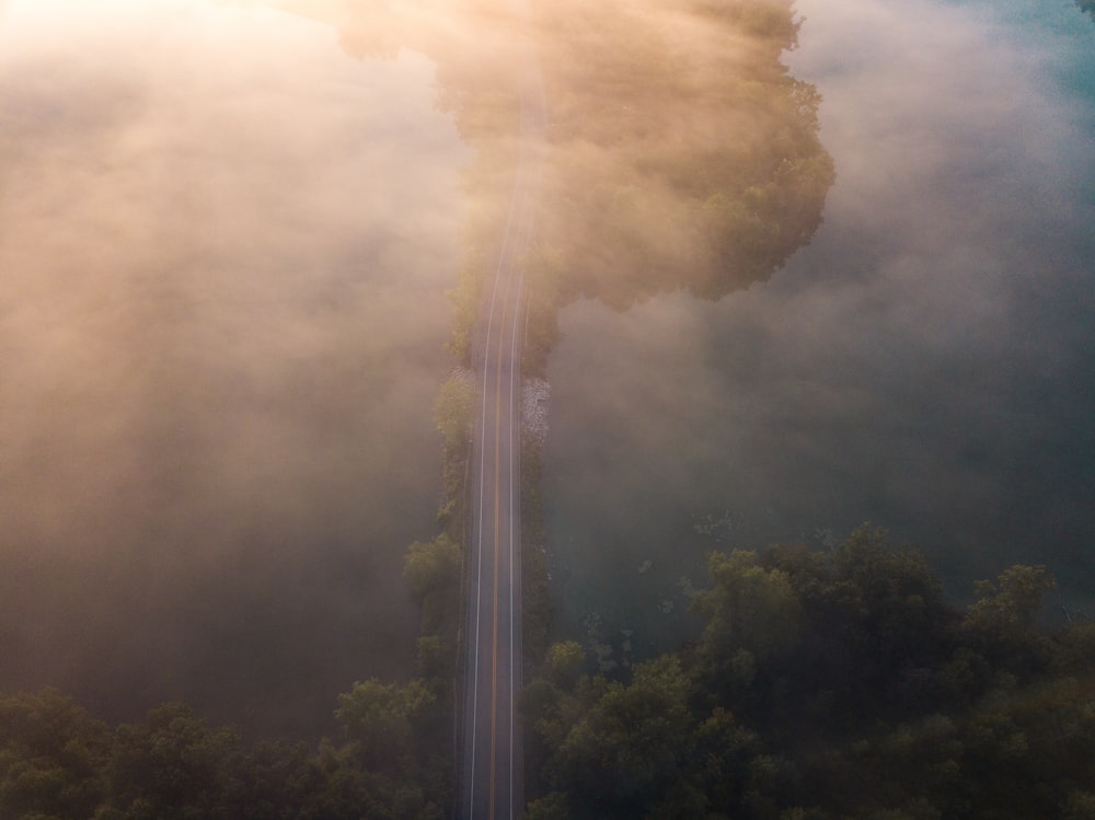 aerial photography of concrete roadway