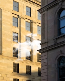 smoke coming from between buildings