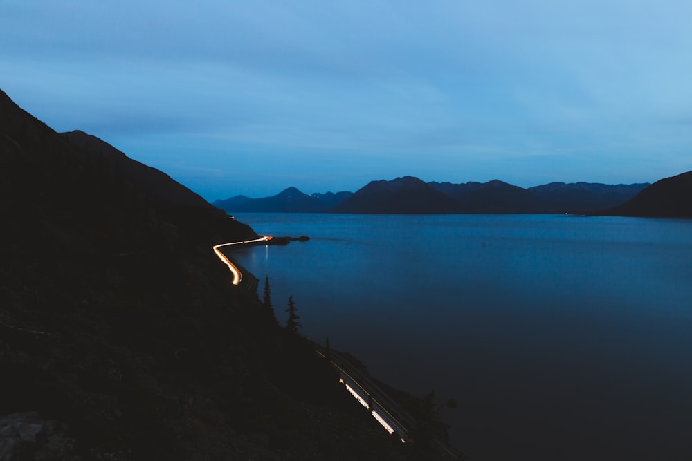 body of water between landscapes