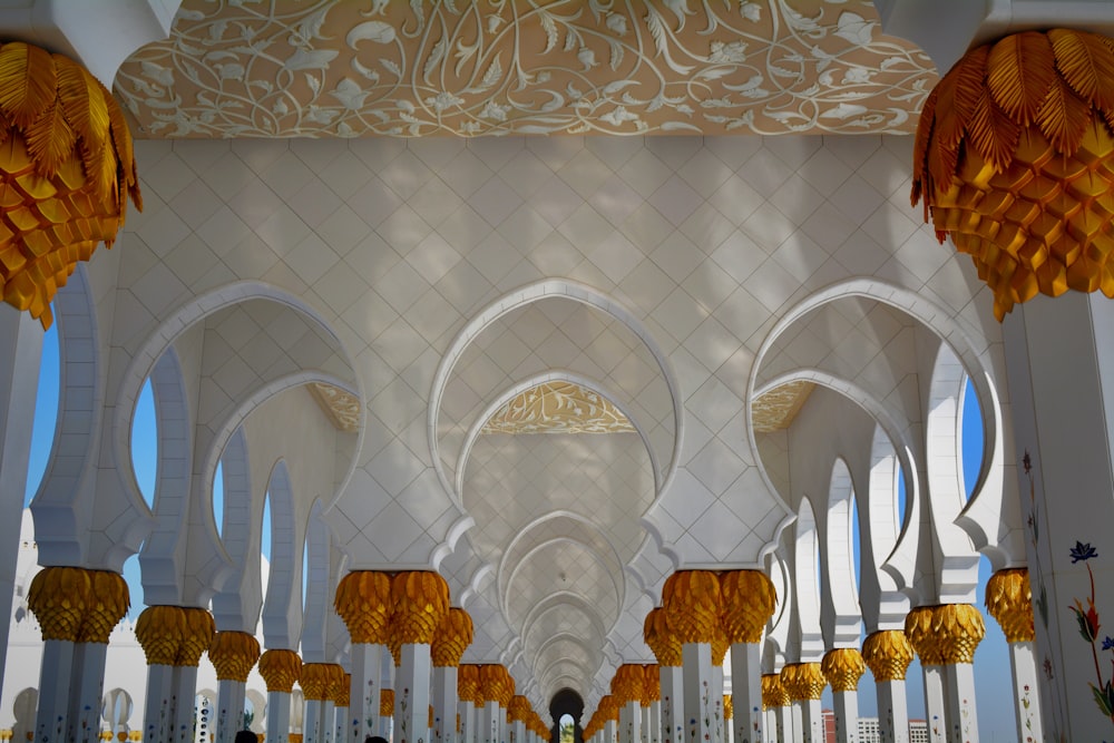 white and orange dome building interior