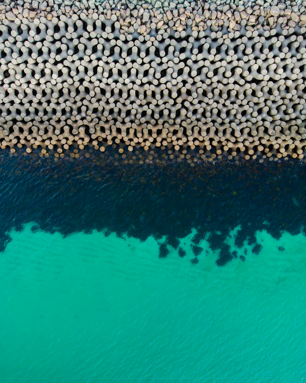 an aerial view of a body of water