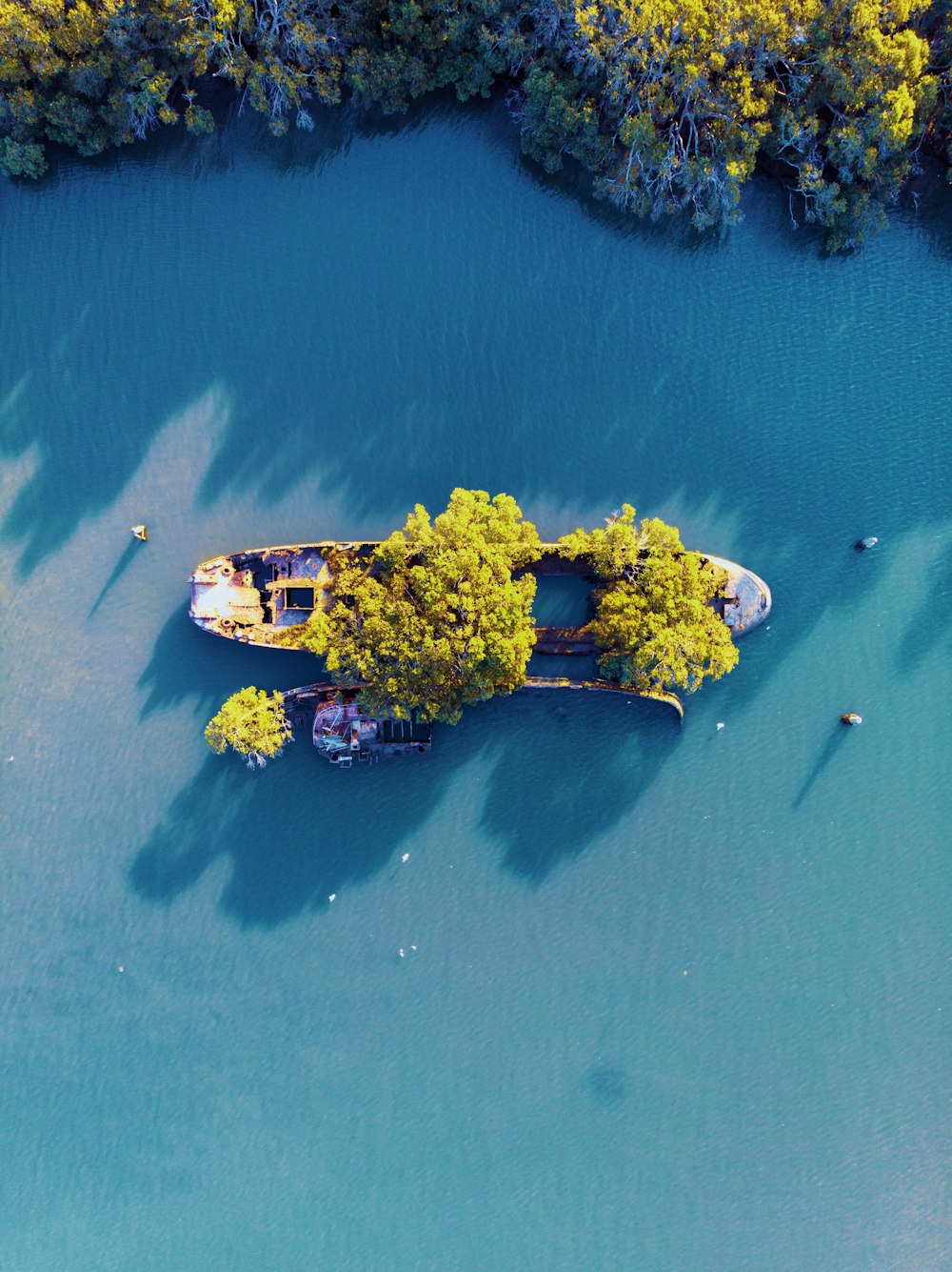 bird's eye-view photography of islet