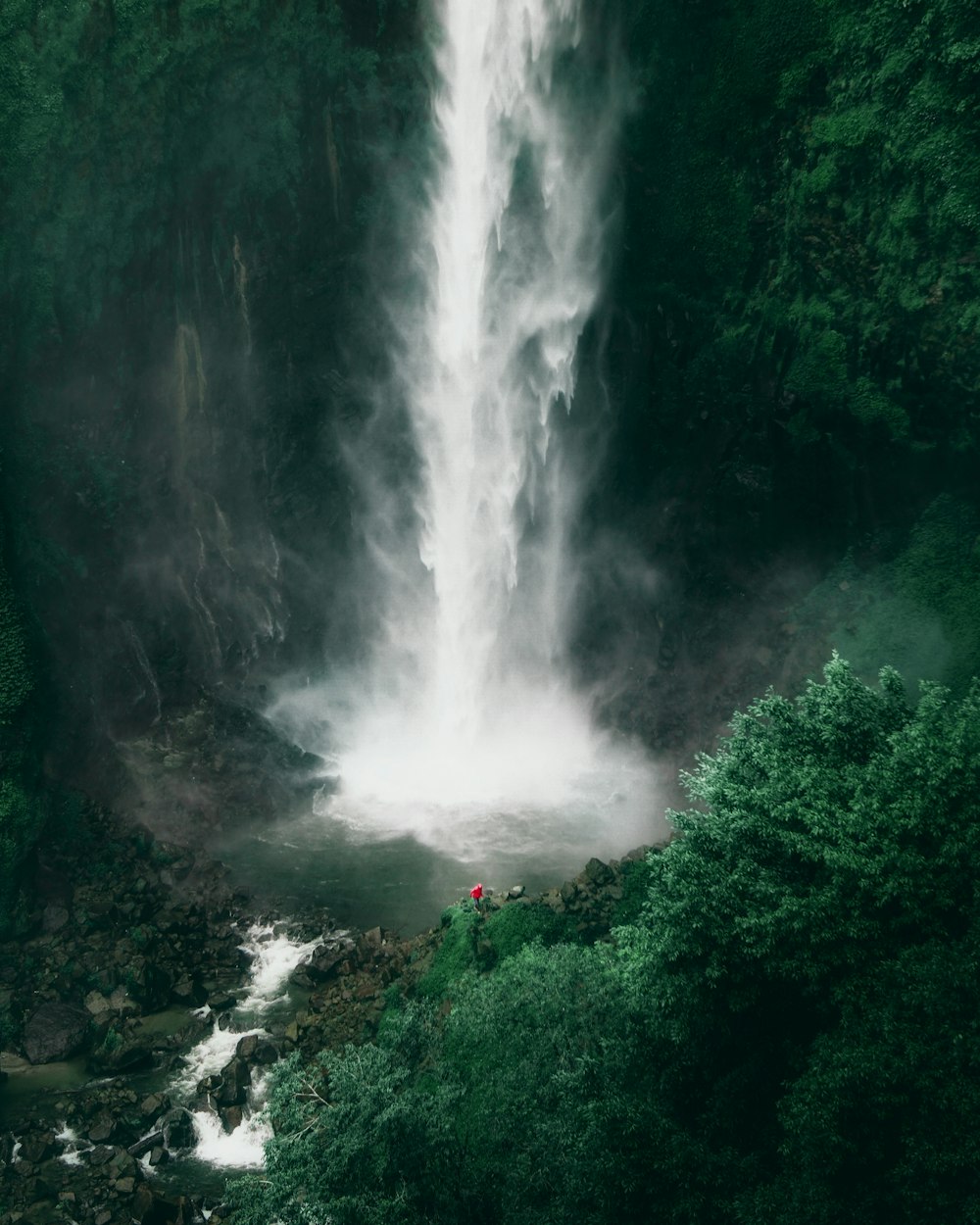 high-angle photography of waterfalls