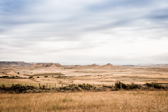 green grass field near mountains in Bardenas Reales Spain