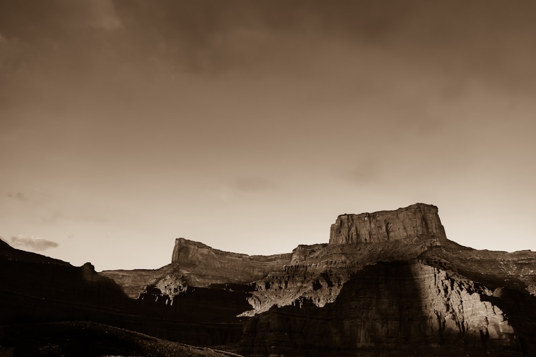 grayscale photo of mountain