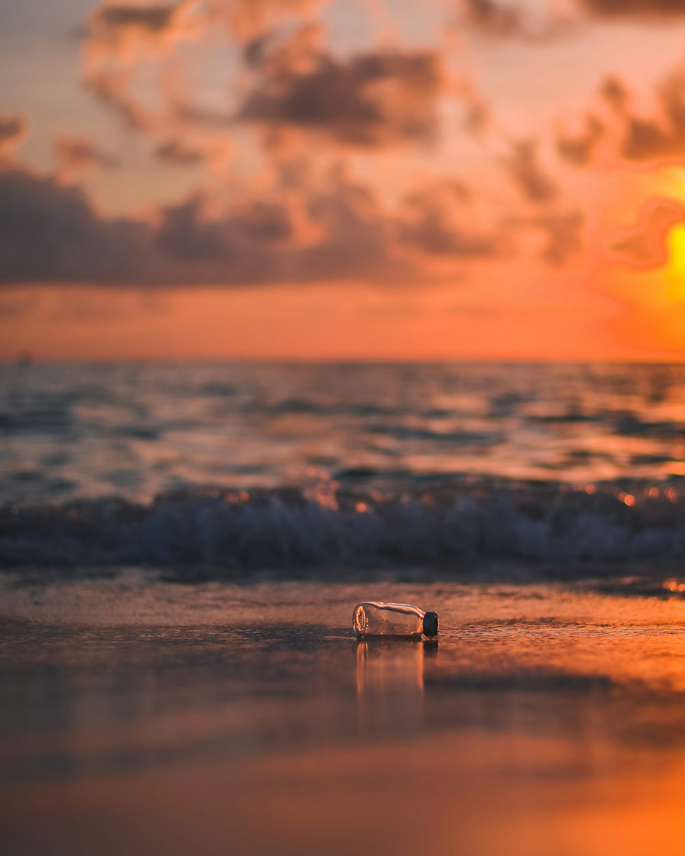 bottle on seashore