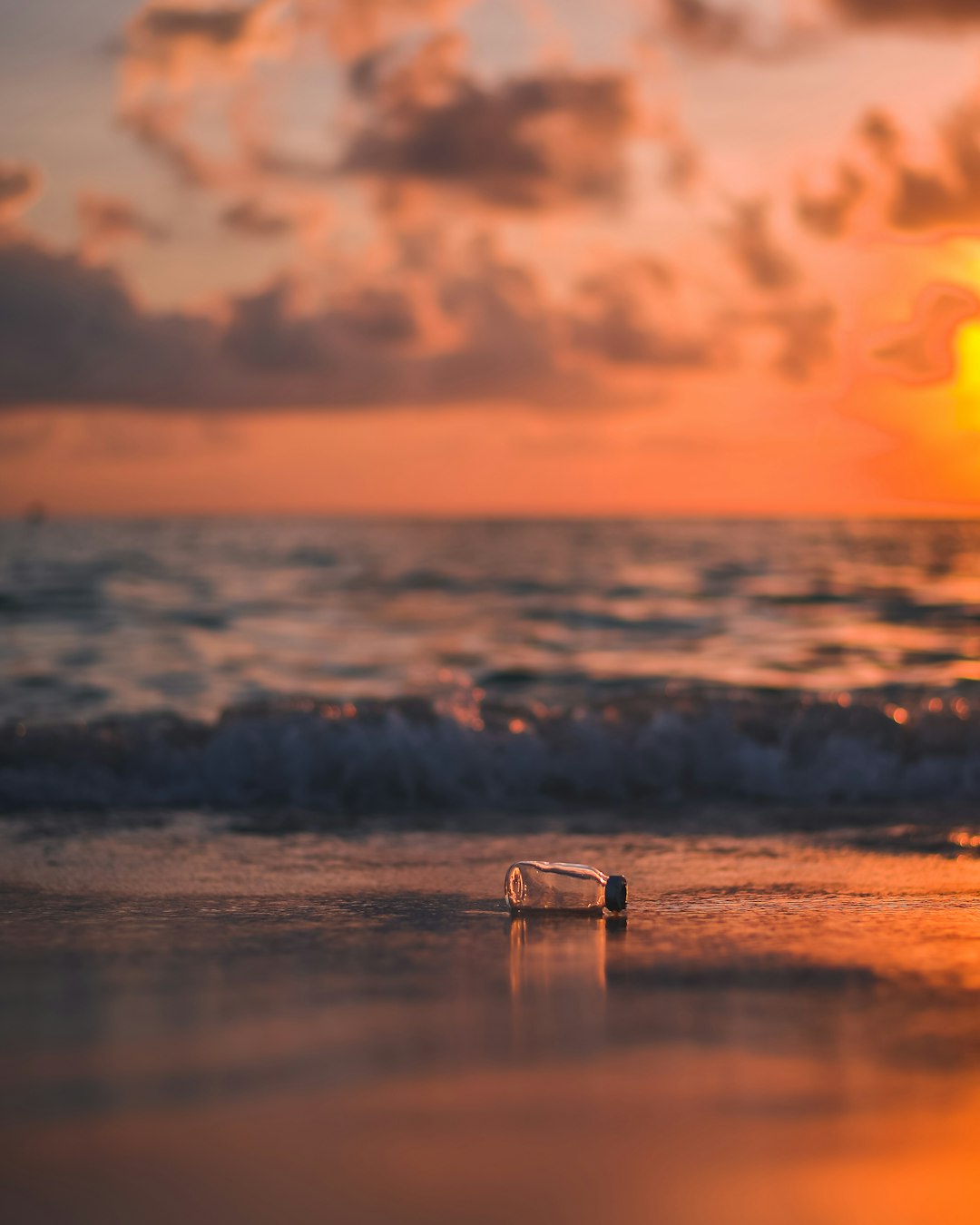 bottle on seashore