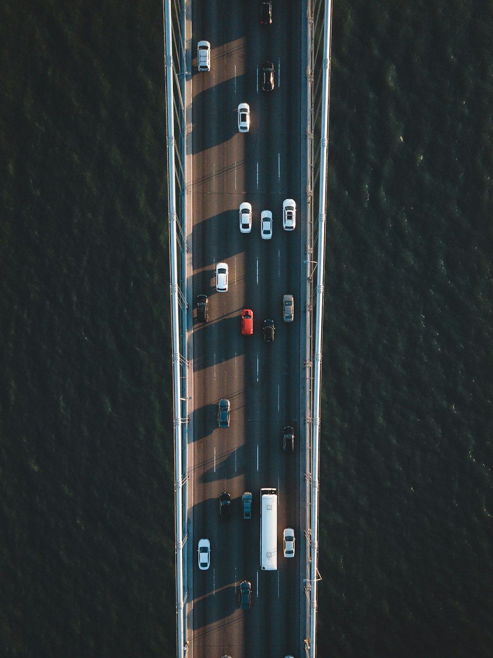 aerial photography of vehicles on road