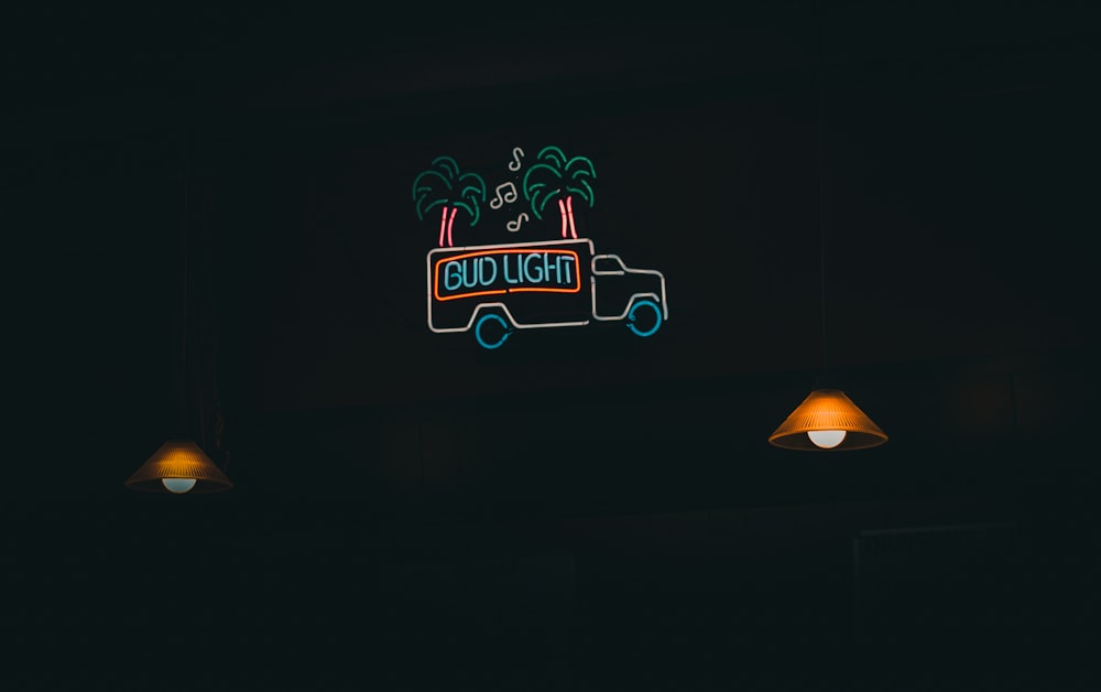 Bud Light neon signage turned-on