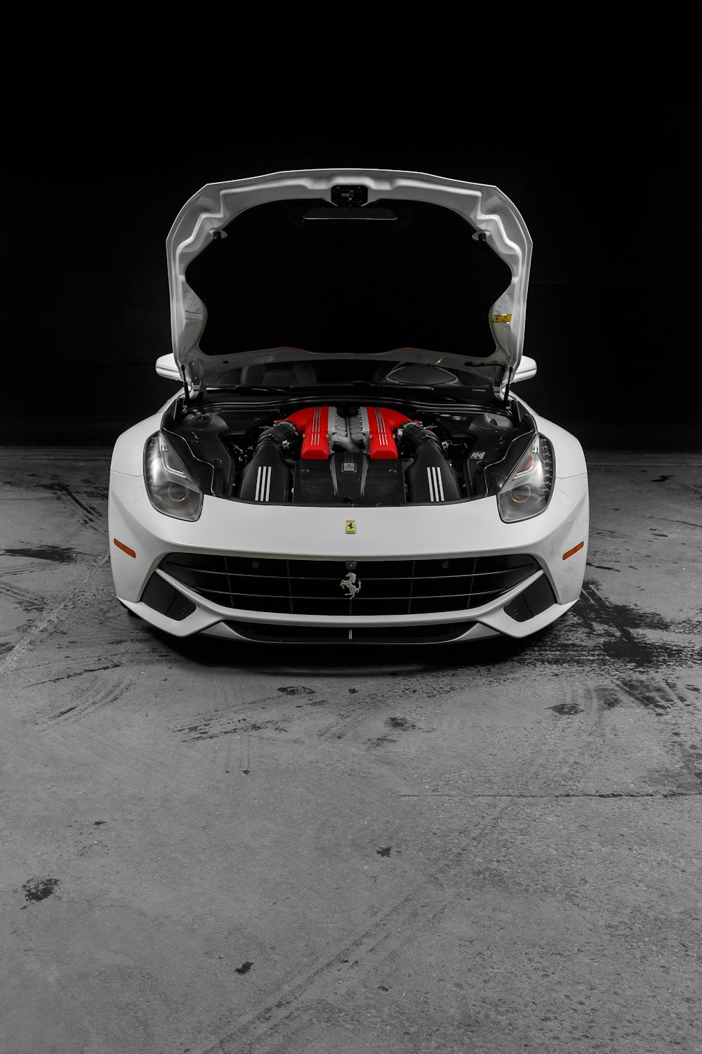 white Ferrari vehicle park