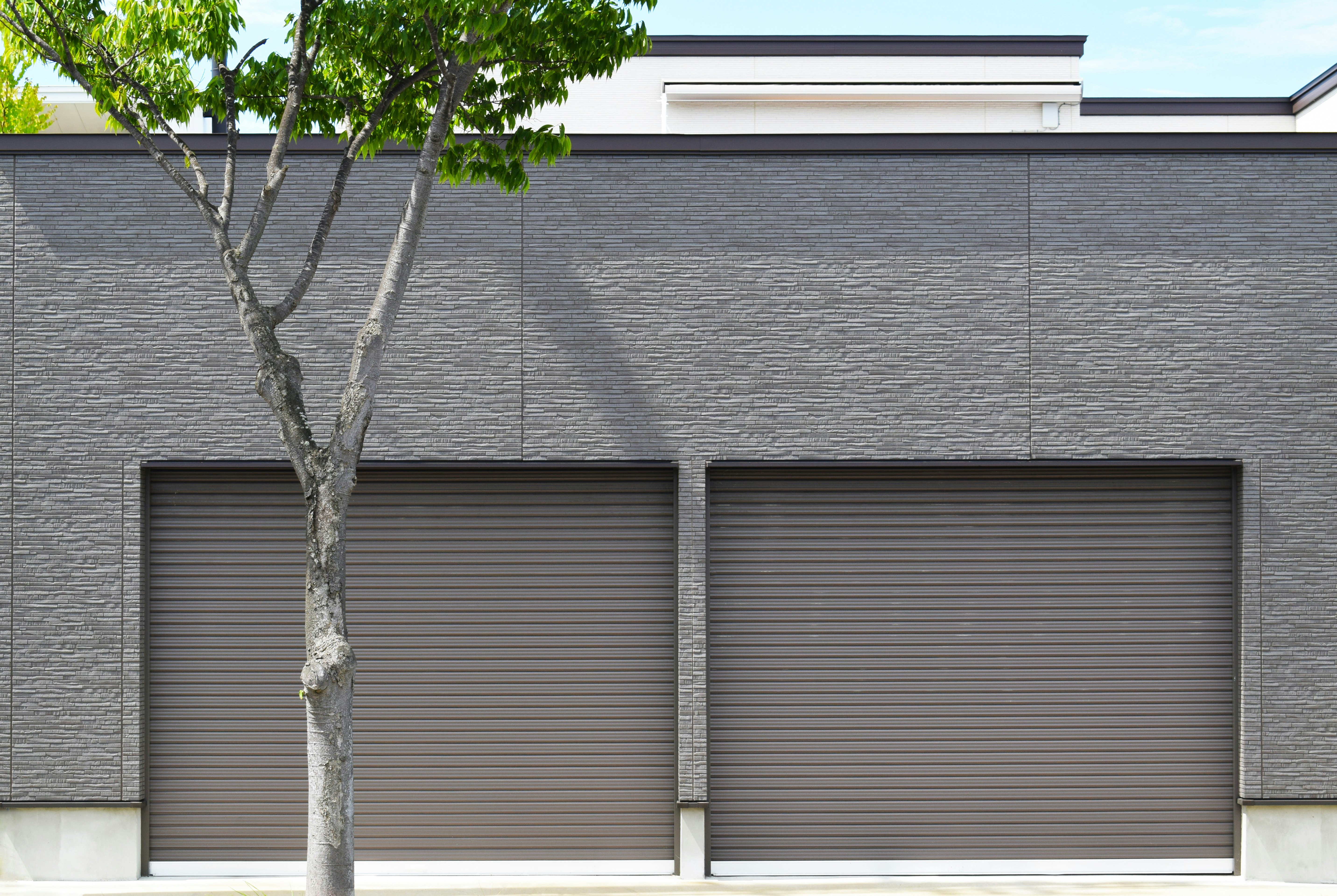closed gray roller shutters