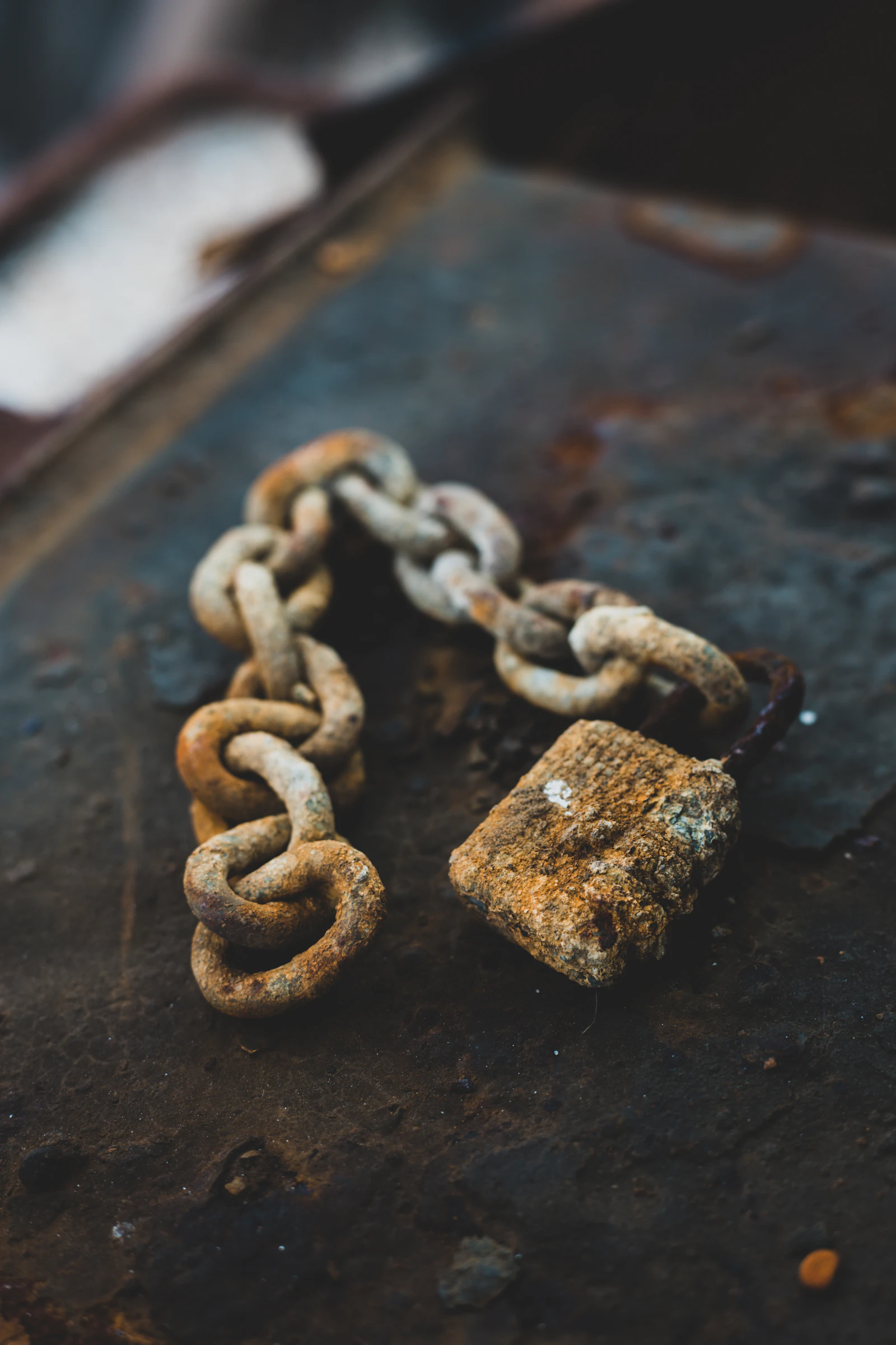 Rust-covered chain and padlock