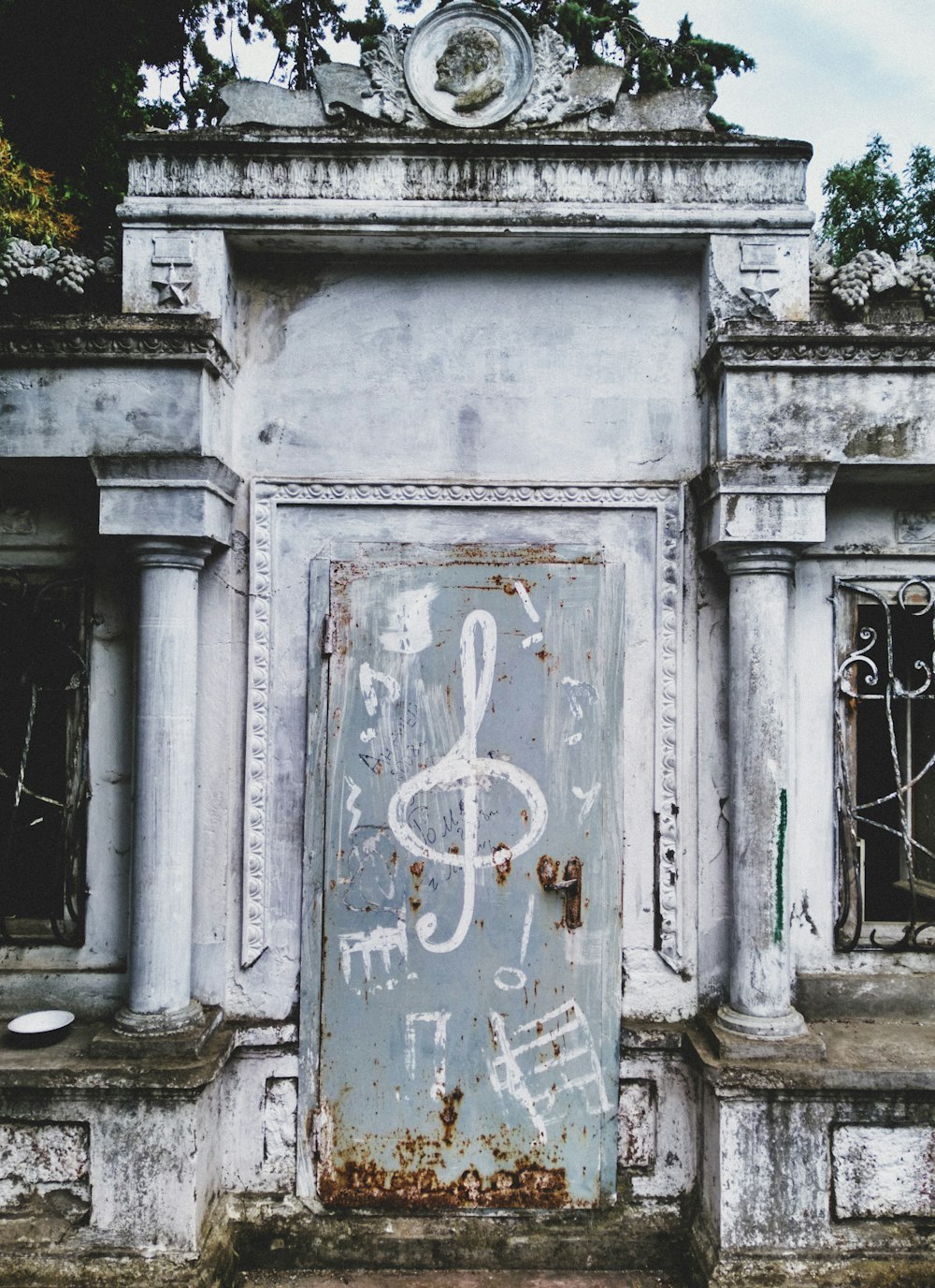 white musical note printed wall