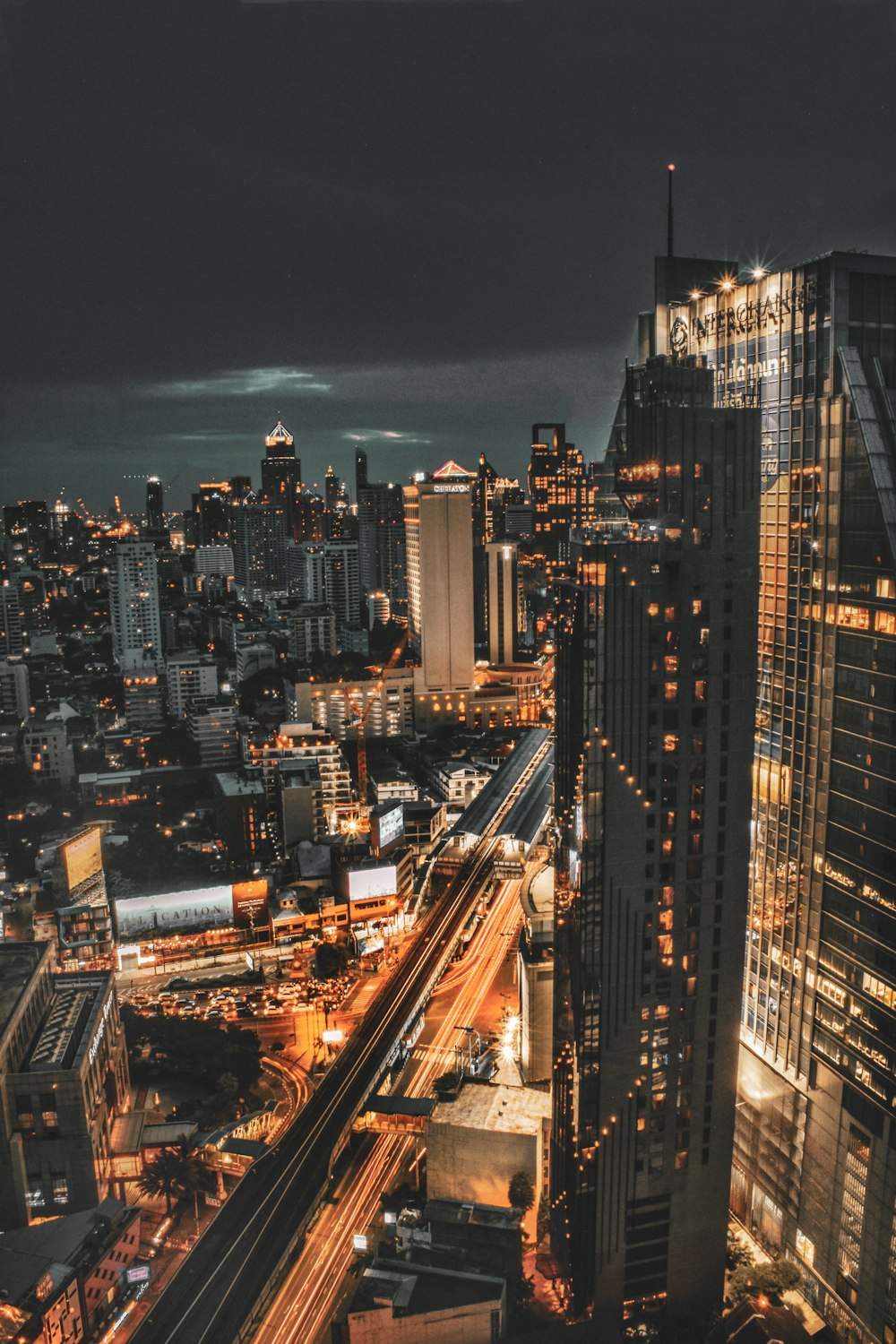 aerial view of city buildings