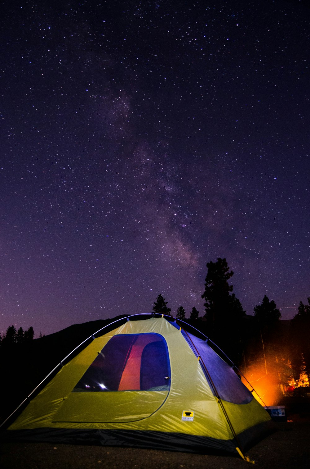 camping tent under starry night