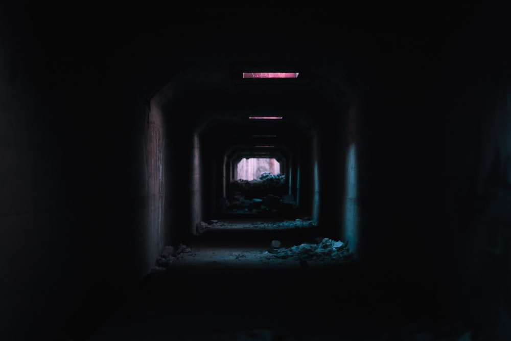 empty tunnel with spotlights