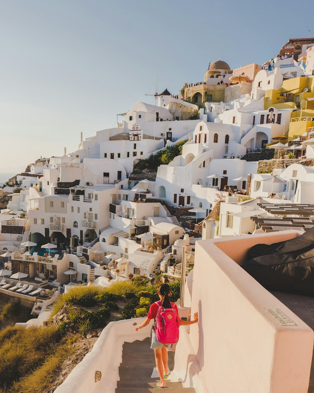 person walking on stairs outdoors