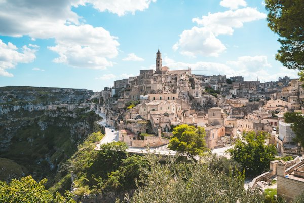 Aerial photo of a city — Matera, Italy