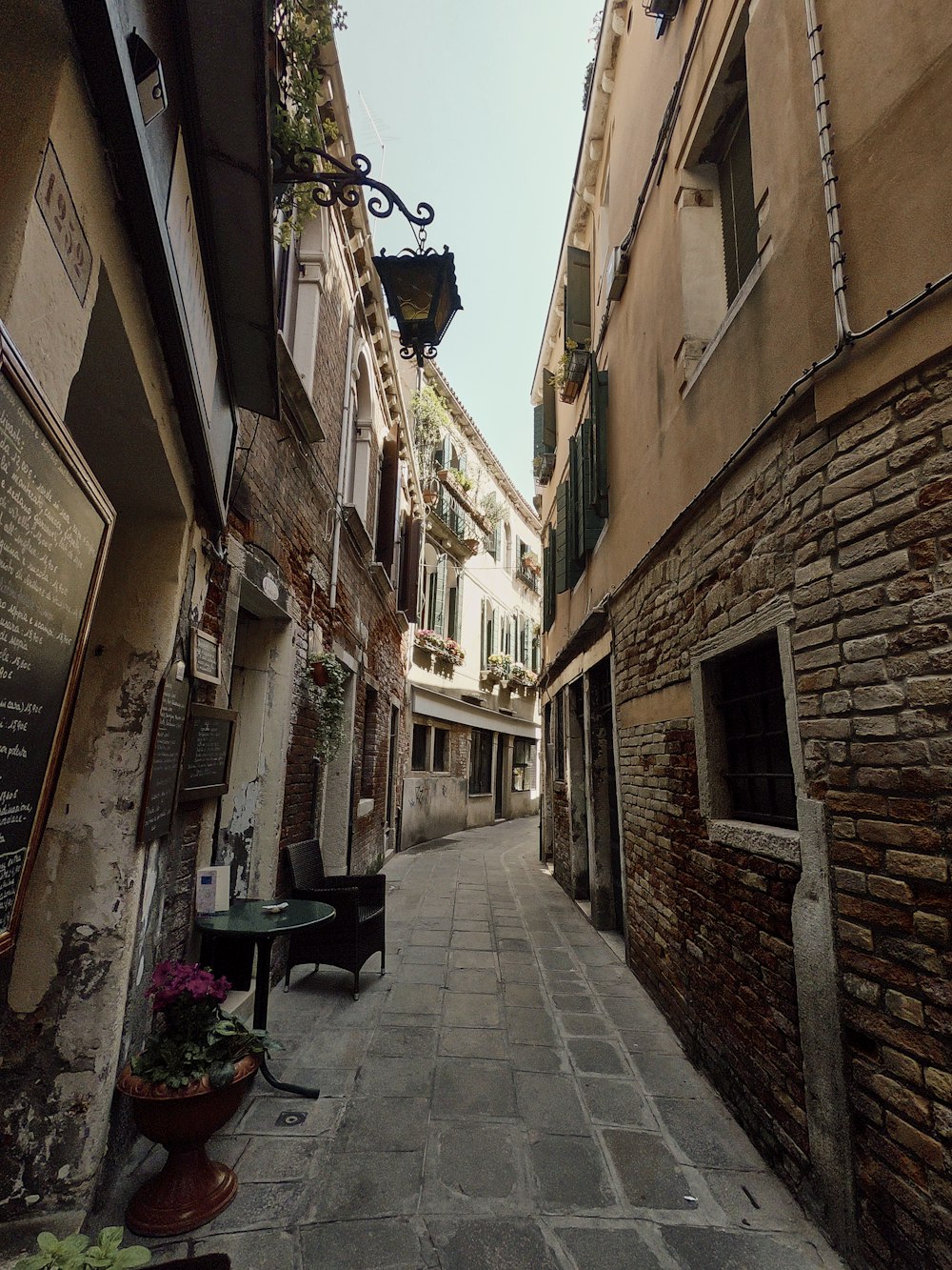 empty street between buildings