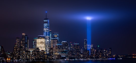 cityscape photo with purple lights in World Trade Center United States