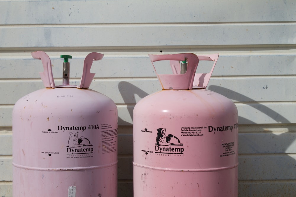two pink Dynatemp propain tank