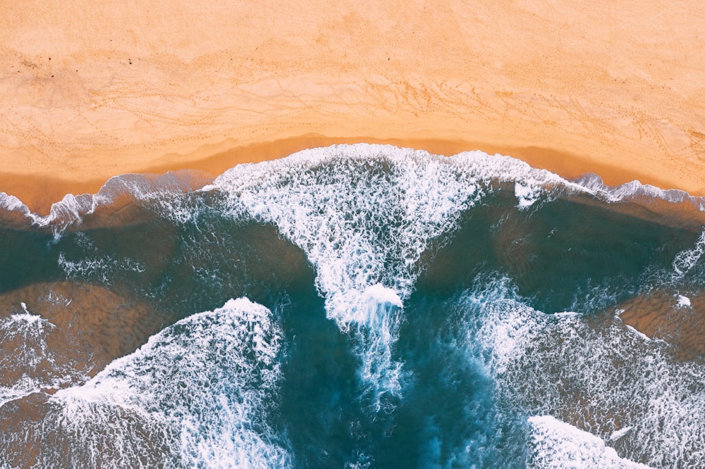 aerial photography of beach wave
