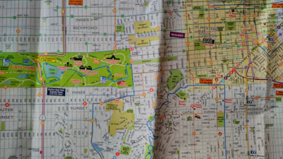 A detailed map highlighting a cozy urban neighborhood with streets, parks, and local landmarks.