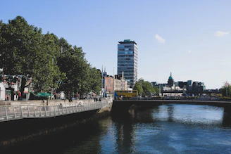 A serene riverside restoration project blending natural landscapes with urban development.