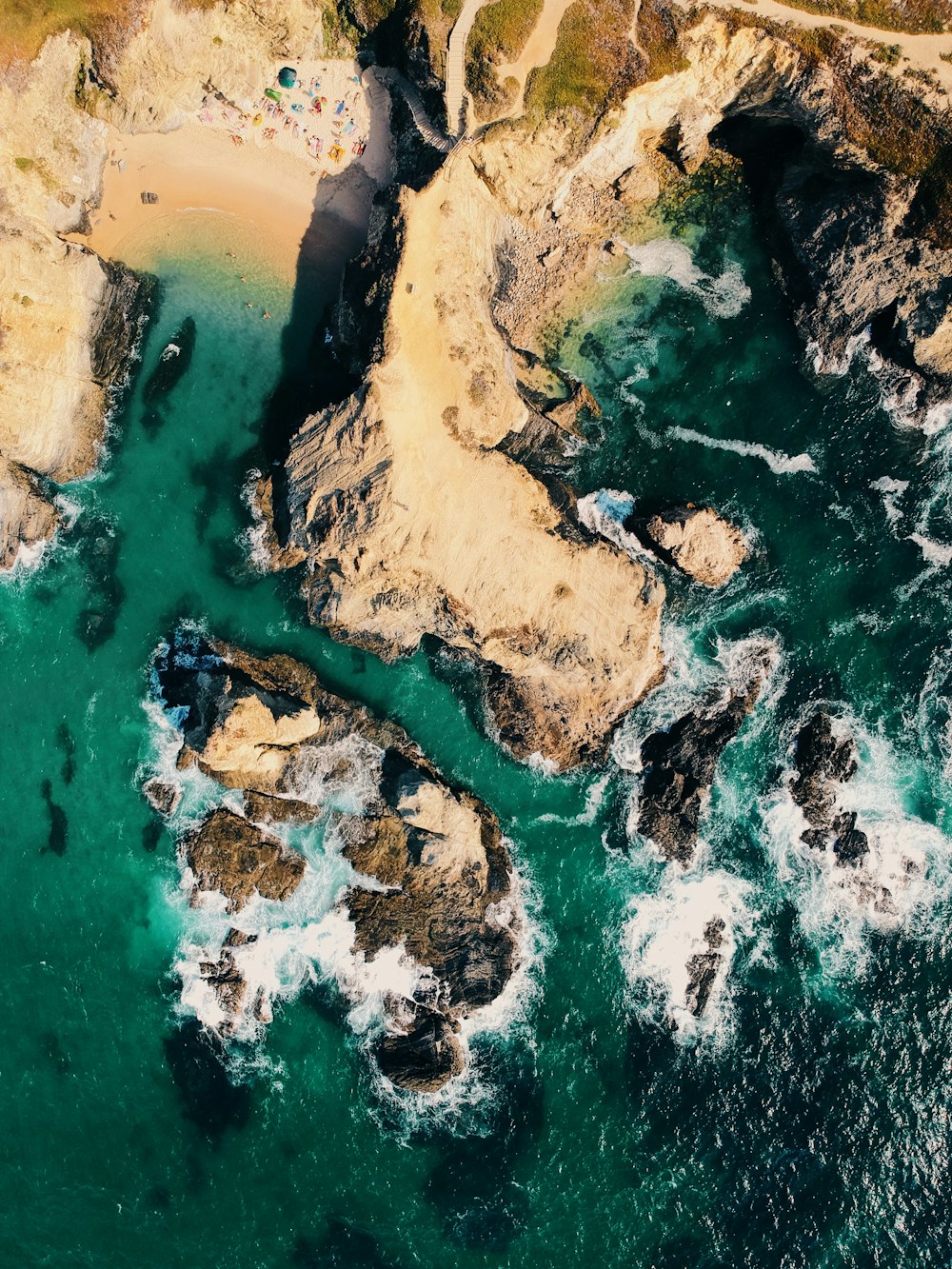 bird's-eye view photography of island near ocean